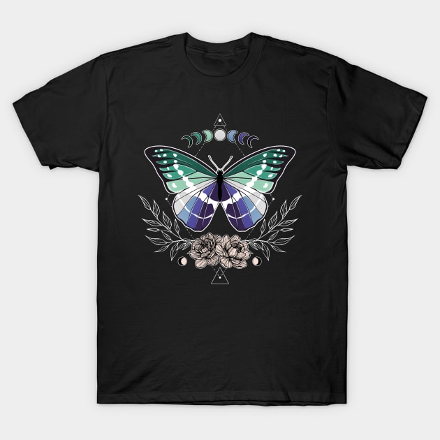 Gay Man Butterfly LGBT Pride Flag T-Shirt by Psitta